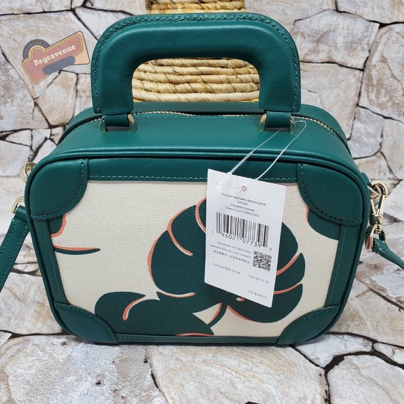 Kate Spade Monstera Green Plant Crossbody Trunk Purse and Bifold Wallet Set - Picture 9 of 10